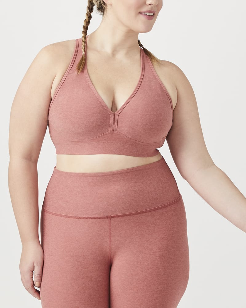 Front of plus size Dalary Plunging Sports Bra by Beyond Yoga | Dia&Co | dia_product_style_image_id:156846